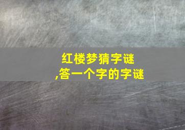 红楼梦猜字谜 ,答一个字的字谜